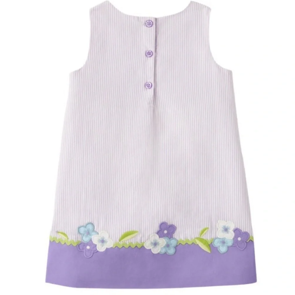 Gymboree Girls Purple Seersucker Floral Applique Dress Size 7